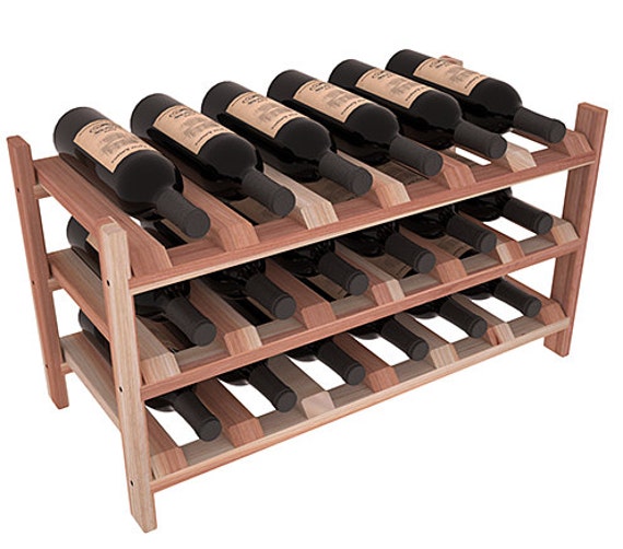 18 Bottle Stackable Wine Storage Rack Kit in Premium Redwood.