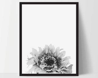 Sunflower Flower, Wall Art, Artwork, Home Decor, Modern Print, Print Art, Abstract Art, Black White, Decorations, Digital Print