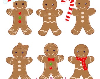 Gingerbread man Clipart Scrapbook printables, holiday clip art set for Commercial Use. Gingerbread cookies vectors graphics