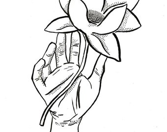 Items similar to Lotus flower. Illustration. Art print on Etsy