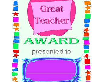 Teacher High Five Award Certificate Thank You Card In