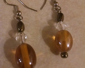 Orange Beaded Earrings, Dangle and Drop, Earrings for Her, Halloween Jewelry,Accessories, Glass Bead Earrings, Orange Earrings, Halloween