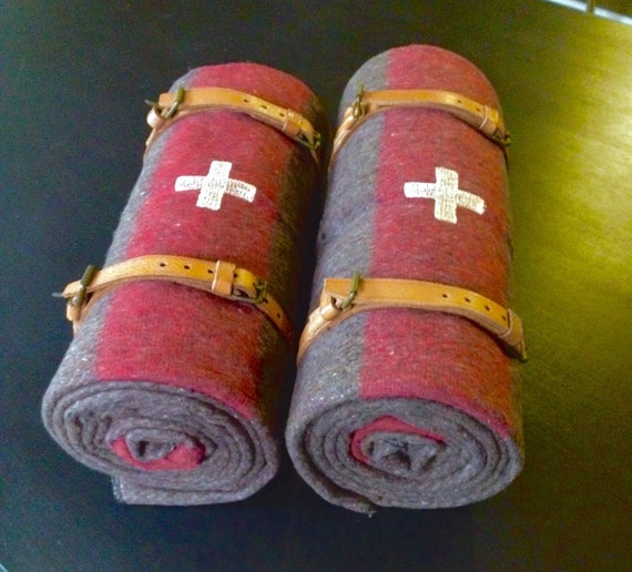 Swiss Army Blanket Bedroll With Leather Straps by TheUtilitaria