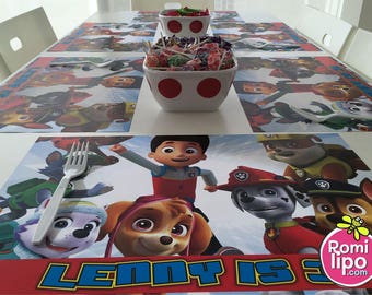 Paw Patrol party, Set of 12 11 x 17 place mats, Paw Patrol decor,paper placemats, table decor, place mats,Paw Patrol, personalized, birthday