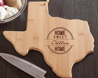 Texas State Shaped Cutting Board, Engraved Texas Shaped Cutting Board
