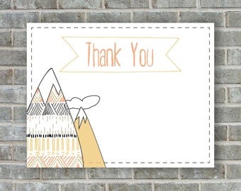 Baby shower THANK YOU CARD- Let the adventure begin- Flat & Folded A2 Sized - Instant Download