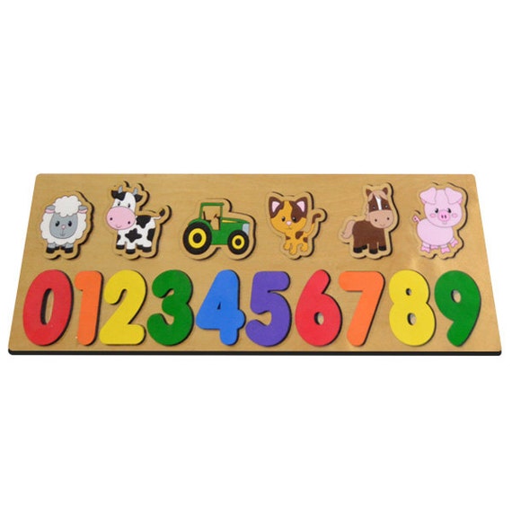 Wooden Numbers Puzzle With Farm Animals by LastPieceOfThePuzzle