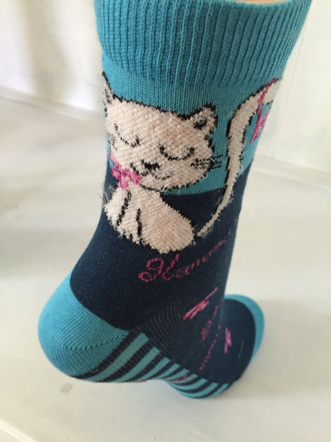 Plush Cat Socks Cotton Socks with Cats Girls Socks White Kitty