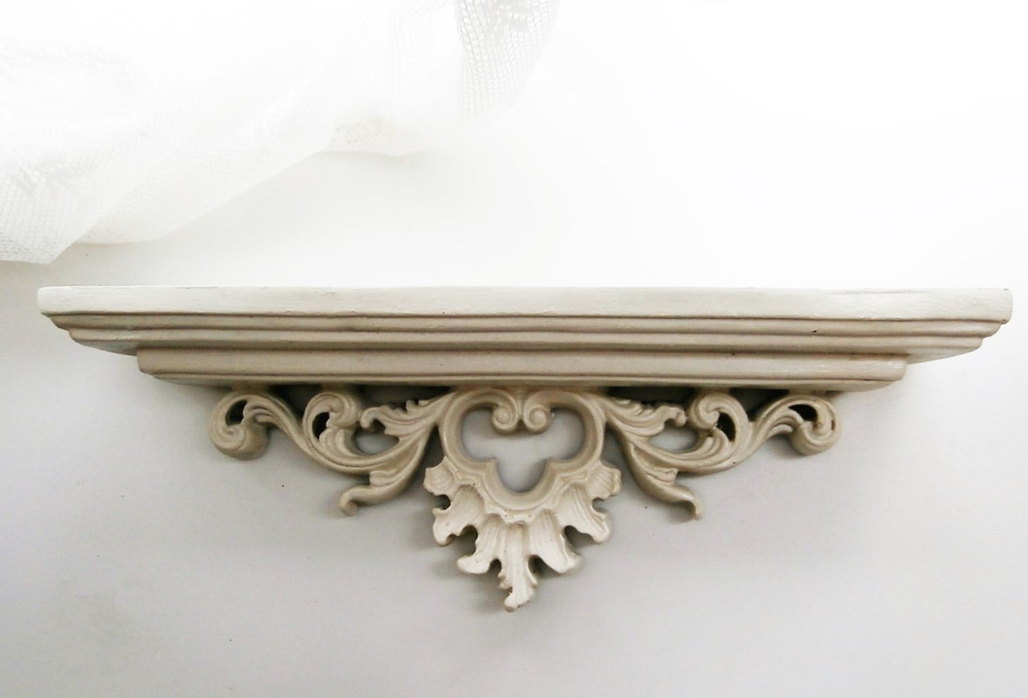 Wand console planchet. oud wit hout. brocante muur door original20