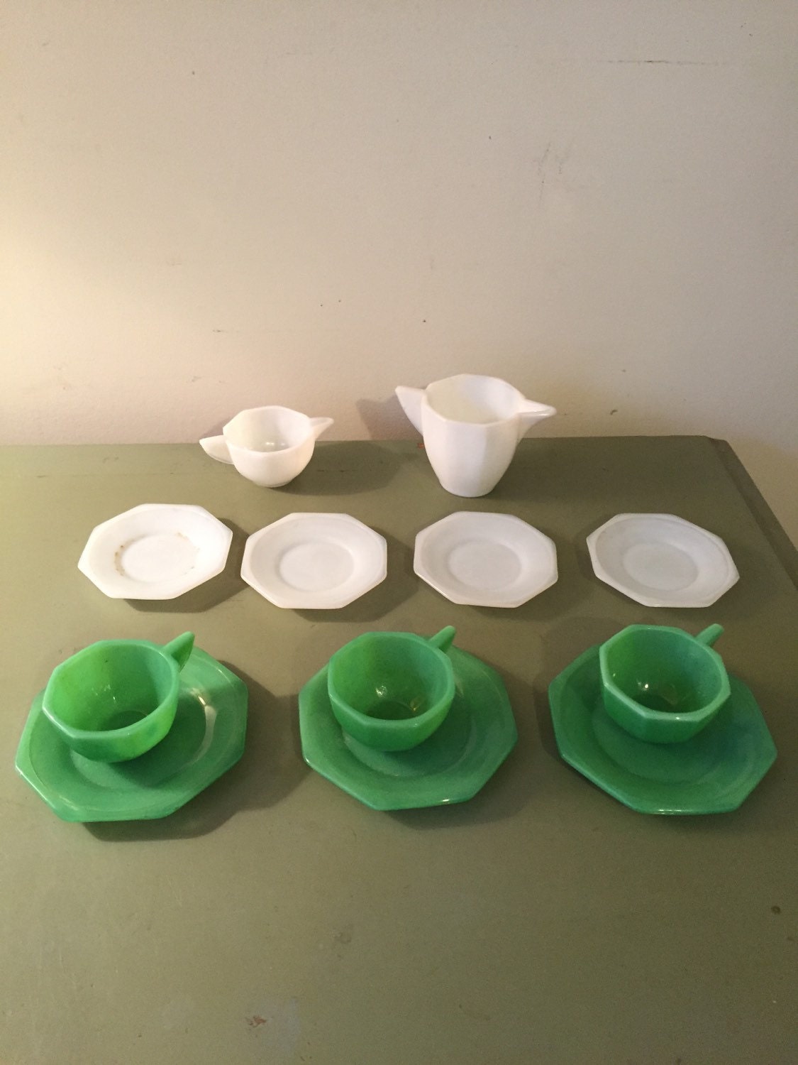 Children's Tea Set Akro Agate Vintage Jadeite Jadite Milk