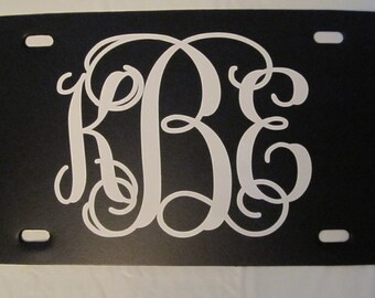 Personalized MONOGRAM License Plate ~Choose your Plate AND Monogram Color~ | initials | curly | vine | custom license plate | solid | vanity