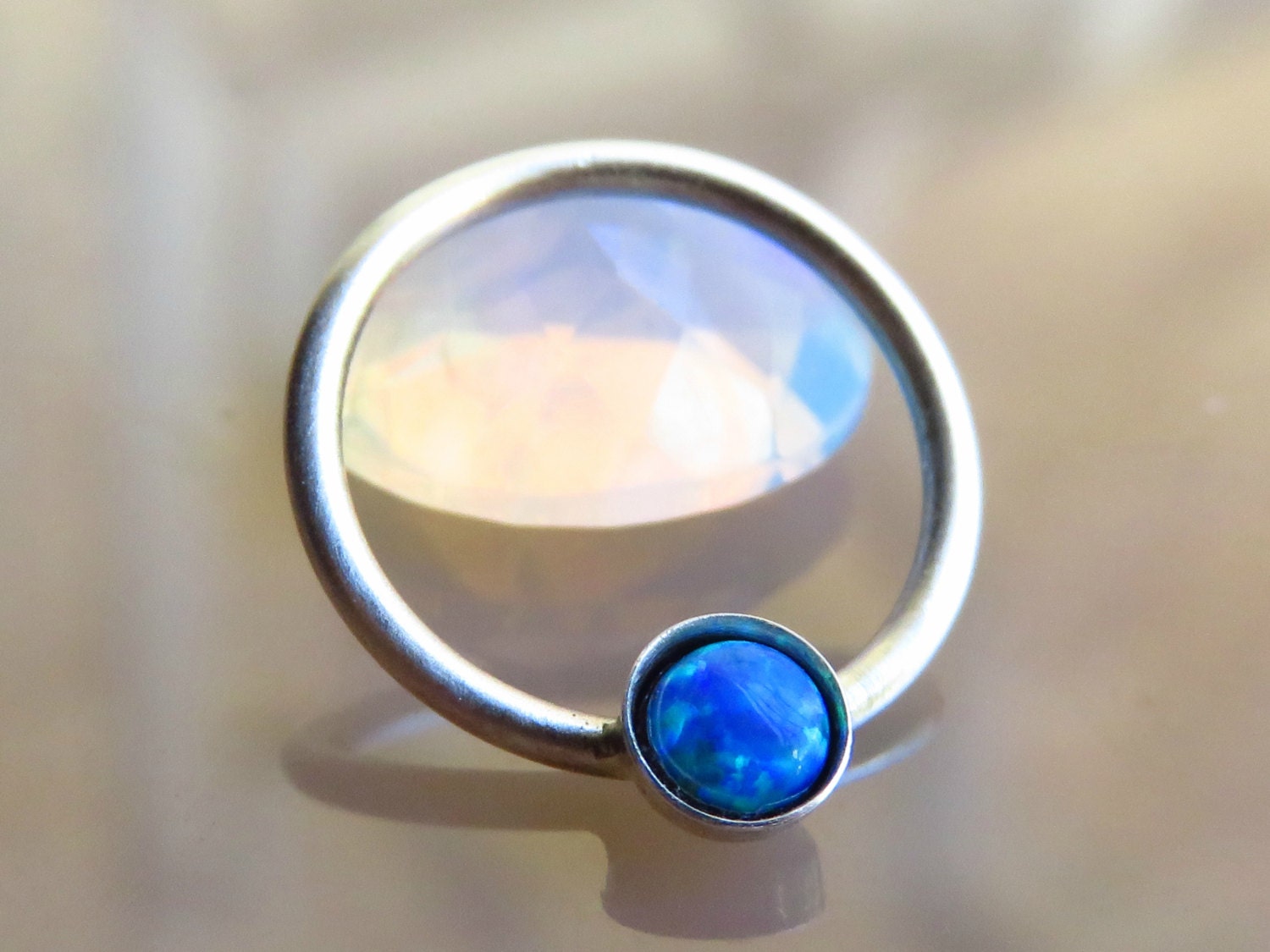 natural opal septum ring // blue opal septum piercing septum