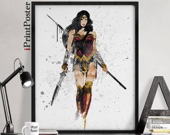 Wonder woman print, Amazon warrior princess poster, Geekery, Justice league, DC comics, Gift for him, wall art, home decor, iPrintPoster.
