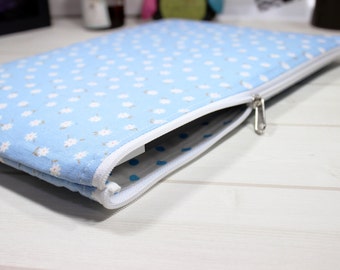 Zippered Kindle case, 8 inch tablet case, floral ebook case, zippered tablet case, iPad Mini sleeve, light blue case, E-reader sleeve, Mini4
