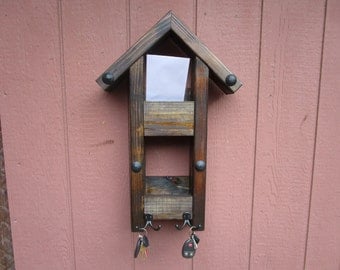 Rustic Mail organizer key holder, gift for him, gift for grandpa, gift for dad