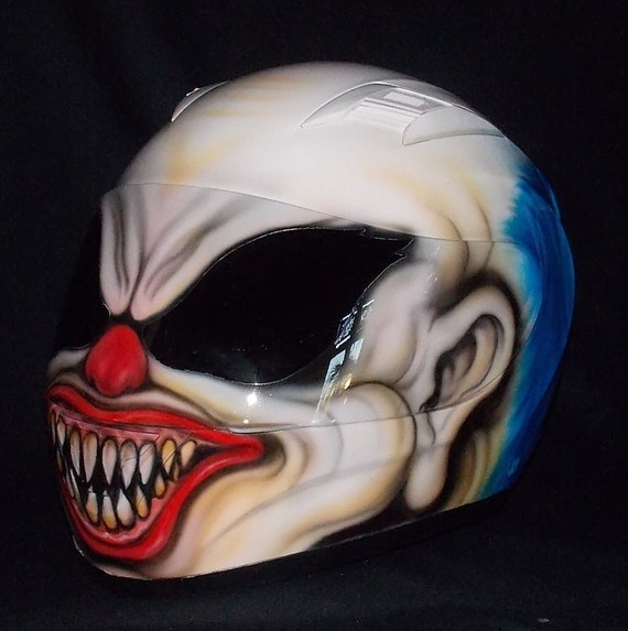 Motorcycle Helmet Killer Clown Custom Airbrushed Full by skull2210