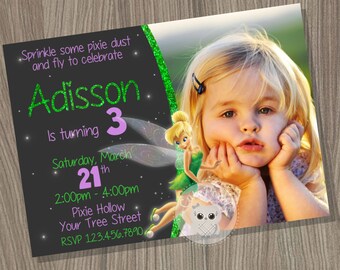 Tinkerbell Invitation, Fairy Invitation, Tinkerbell Birthday, Tinkerbell Party, Disney Fairies, Tinkerbell Fairy