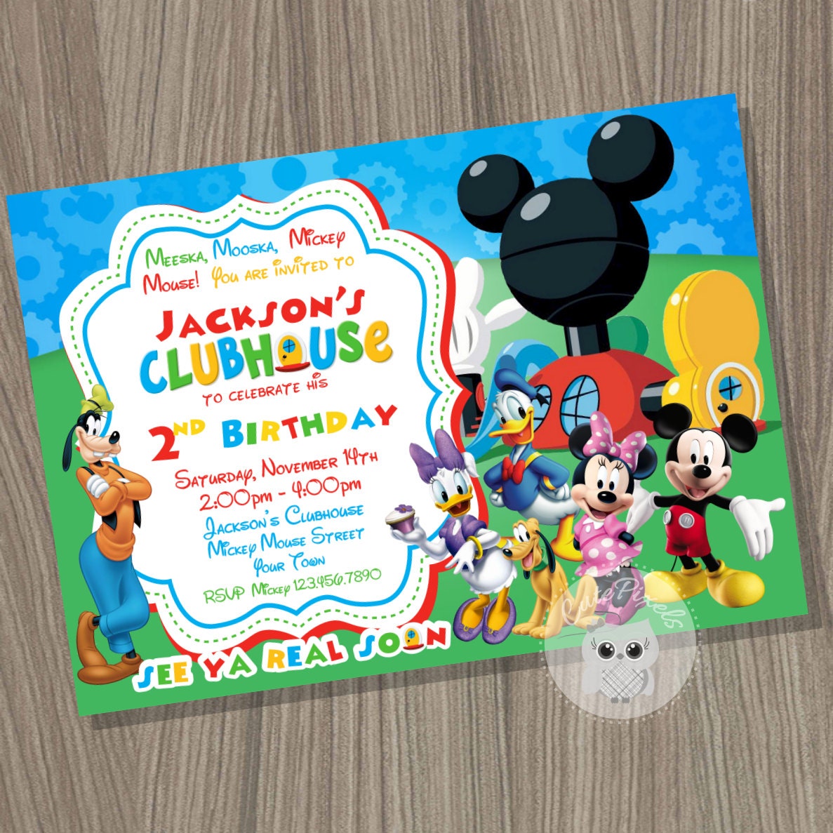 Mickey Mouse Clubhouse Thank You Card Mickey Mouse Birthday