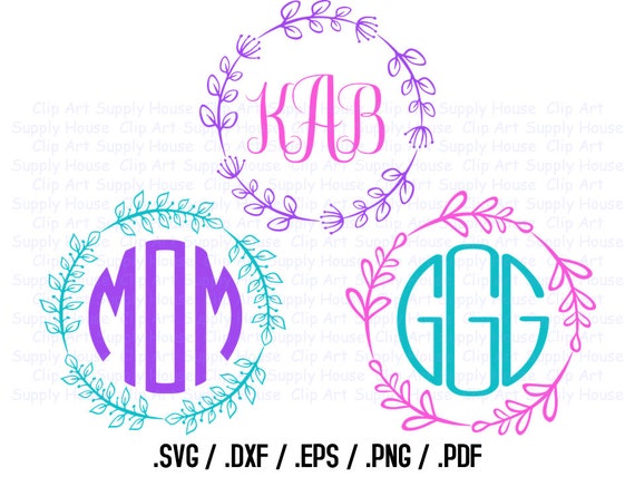 Download Circle Vine Monogram Frame Design Files Use With Silhouette
