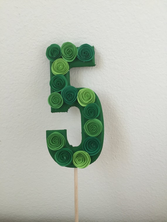 Items similar to Decorative Paper Spiral-Flower Letter Number Five ...