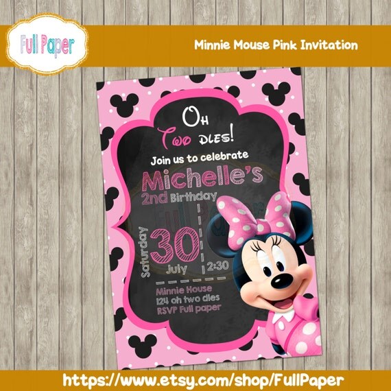 Minnie Mouse Pink Invitation-Minnie invite-Minnie party-Minnie