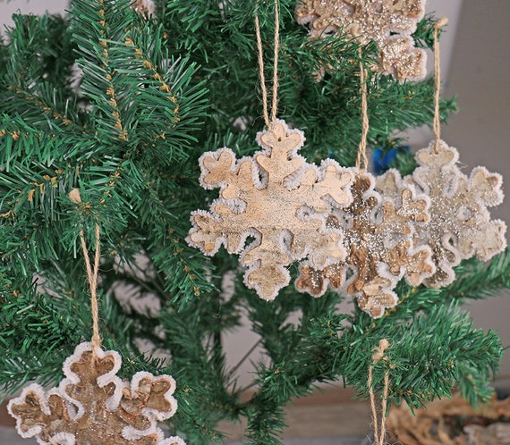 Items similar to 10pcs Natural Birch Bark Christmas Ornament Snowflake ...