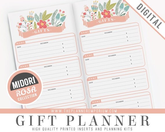 Midori Gift Planner Inserts ROSA Collection Midori Traveler s 