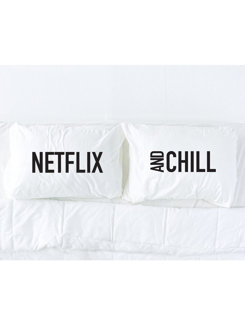 Netflix And Chill Pillowcase Set In Black Dorm Bedding His - ðzoom netflix and chill pillowcase set in black dorm bedding his - ðzoom