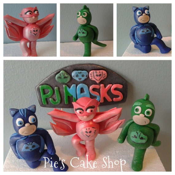 PJ Masks 3D BIRTHDAY fondant cake topper Owlette Gecko