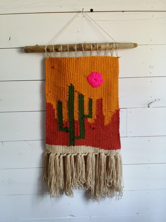 Cactus weaving wall hanging.