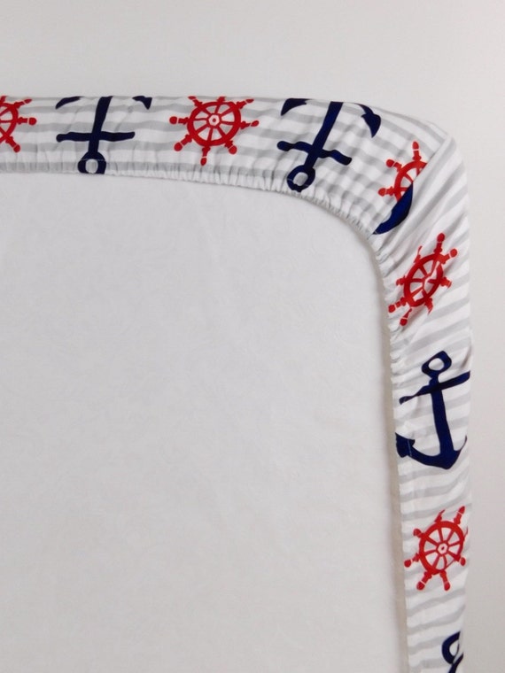 Nautical crib sheet Baby fitted sheet Nautical nursery