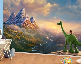 The Good Dinosaur Wall mural, Vinyl Mural, Wallpaper, Wall décor, Nursery and room décor, Wall art, Canvas print