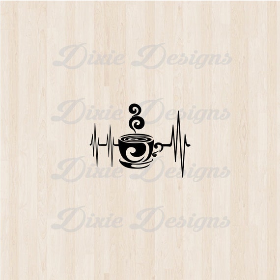 Download Coffee Heartbeat digital vector vinyl decal cutting file svg