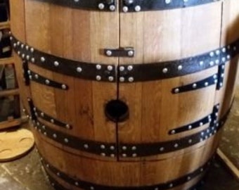 Solid Oak Whisky Barrel "Balmoral" Wine Rack and Drinks Cabinet