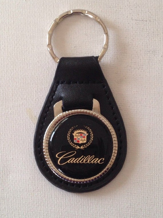 Cadillac Keychain Black Leather Key Chain