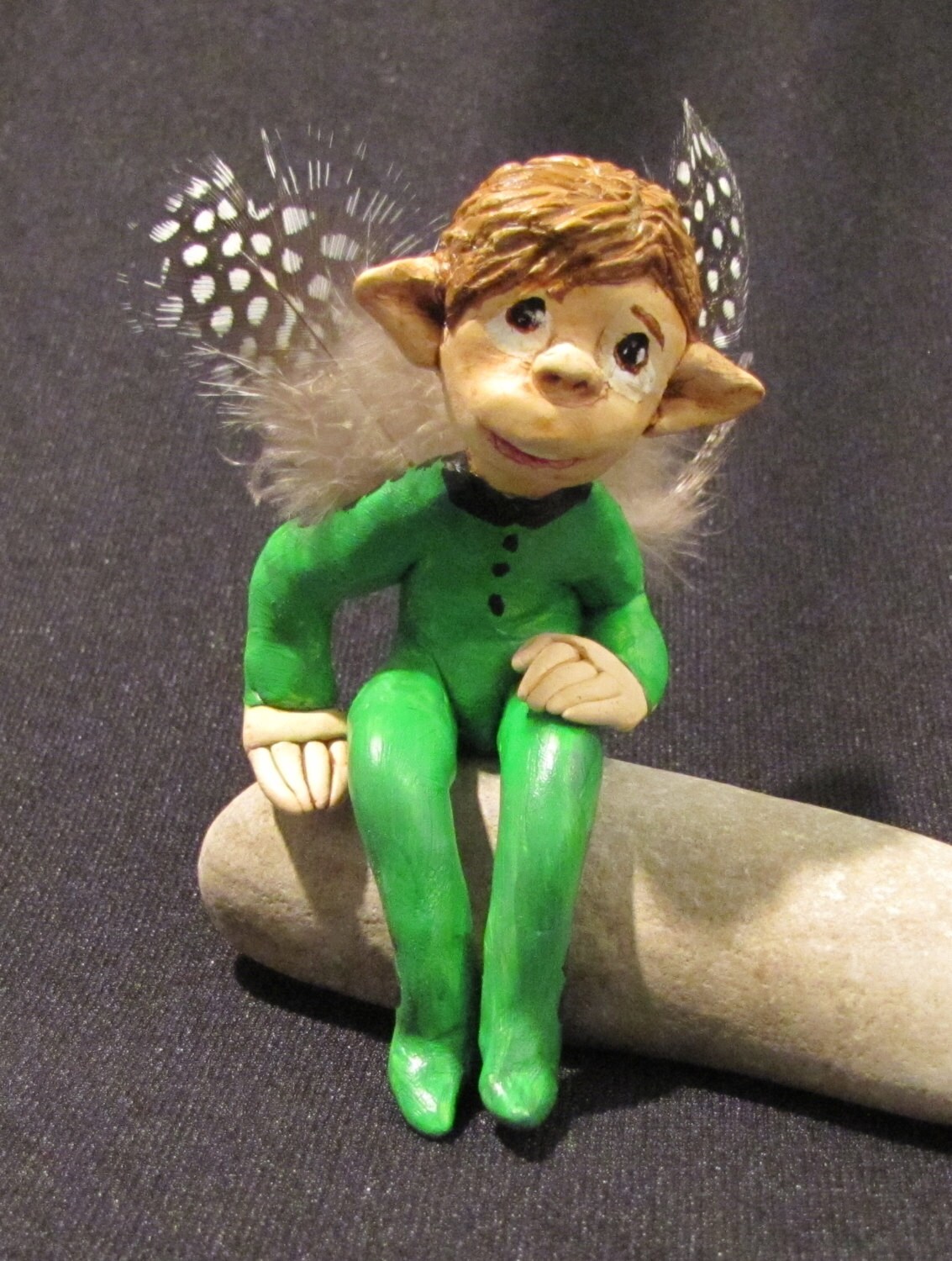 Boy Fairy Miniature with Feathery Wings Pointed Ears by JonnyBsArt