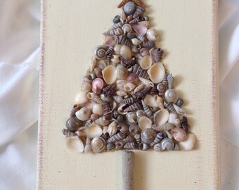 Seashell Christmas Tree, Seashell art, Christmas Tree, Coastal Christmas Tree