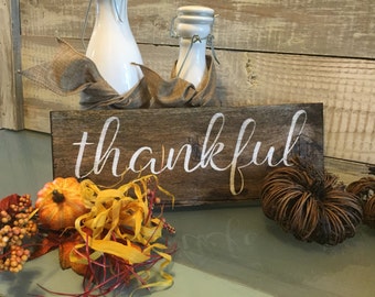 Thankful sign, Fall decoration, autumn decor, fall plague, thanksgiving decoration, thankful plague, rustic, Fall sign, hand painted wood