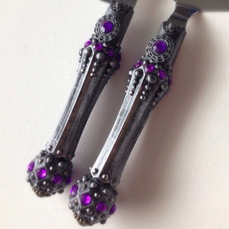 Gothic Cake Knife & Server Set Gothic Wedding Gothic Wedding