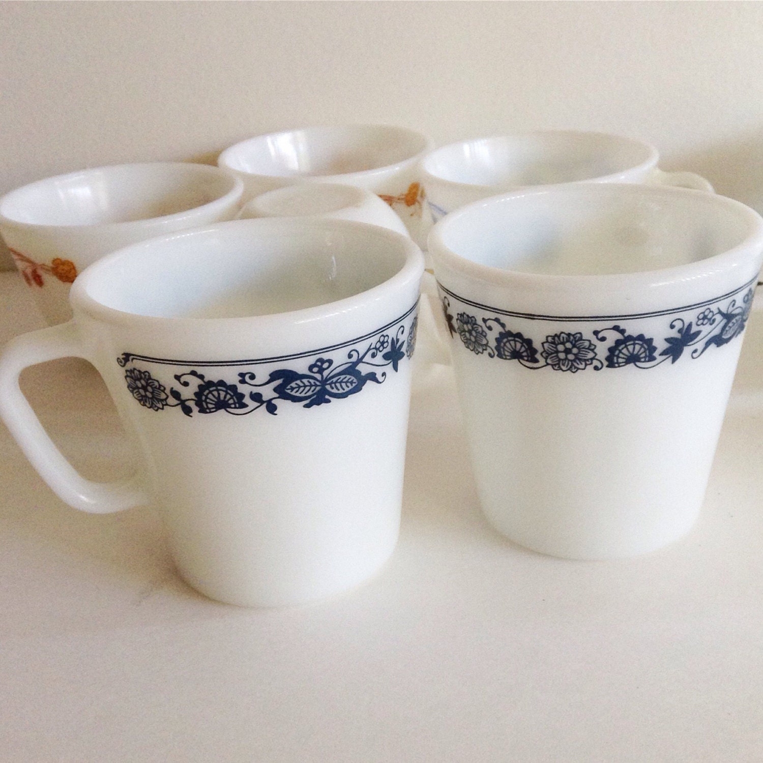 Vintage PYREX BLUE ONION Mugs Old Town Pyrex Mug Coffee Mug