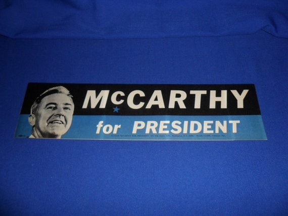 1960s Political Bumper Sticker Mccarthy For President