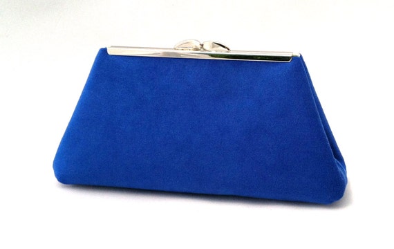 Cobalt Blue Suede Small Clutch Purse Small Royal Blue Suede