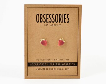 Strawberry Earring Strawberry Stud Earring Strawberry Jewelry Strawberry Accessories Fruit Earring Fruit Jewelry Kawaii Strawberry Gift Idea