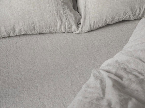 Linen Fitted Sheet Stone Washed Super Soft SEAMLESS Twin Full