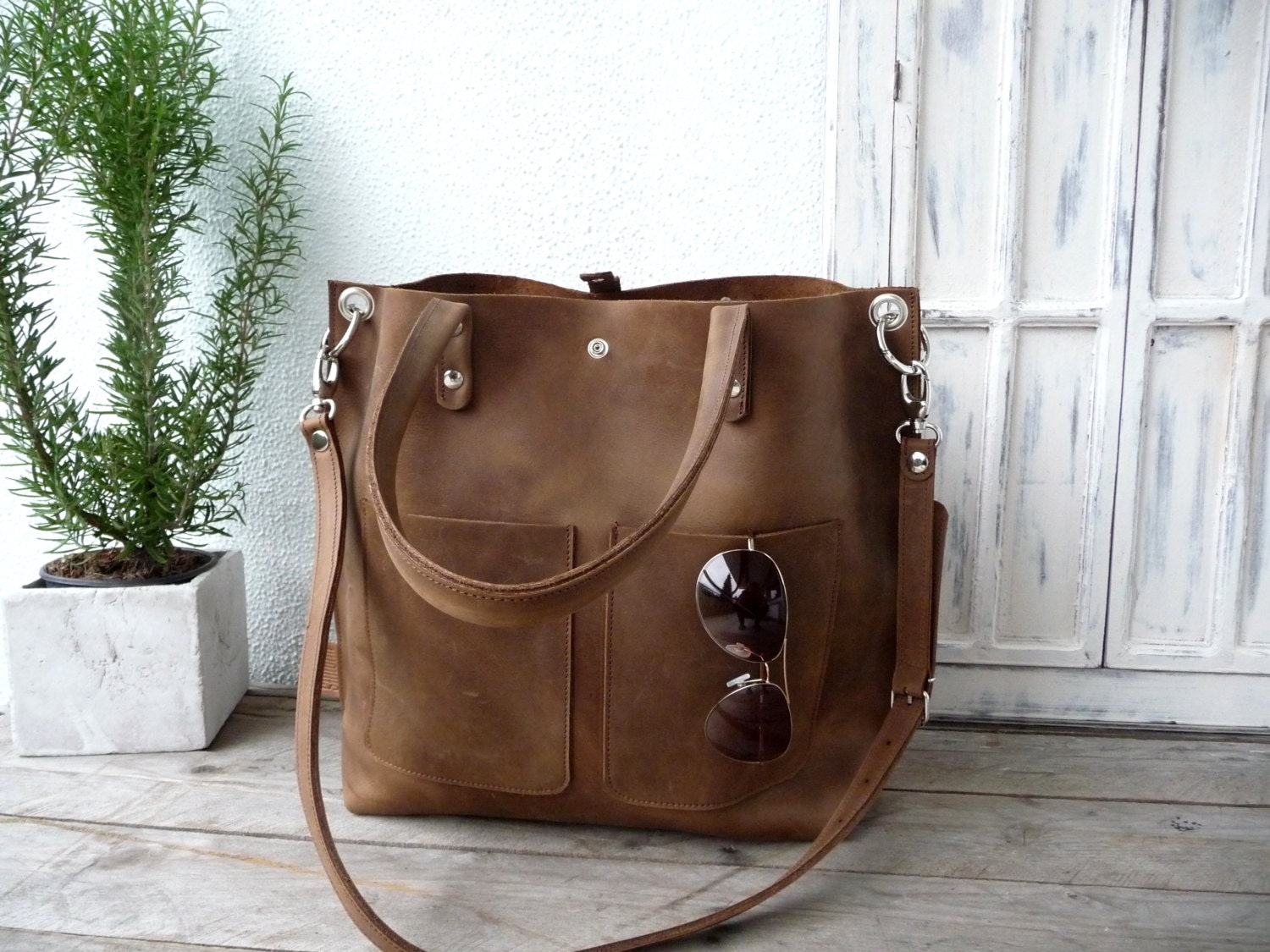 Large leather bag Leather bag Shoulder bag by SanumiLeatherGoods