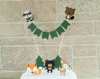 Woodland Cake Topper, woodland baby shower, Woodland animals, Woodland birthday, Woodland creatures, birthday cake topper, fox cake topper