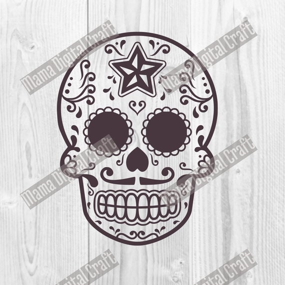 SUGAR SKULL moustache digital vector vinyl by MamaDigitalCraft