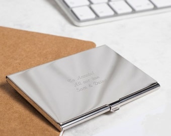 Personalised slimlined business card case in presentation box
