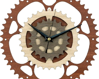 Gears Clock in wood / Bike Clock / Bicycle Clock / Motorcycle Clock