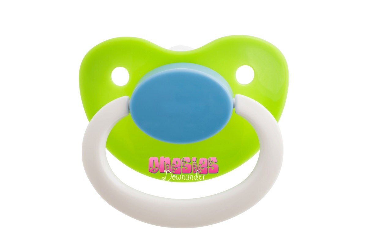 Adult Sized Green/Blue/White Pacifier/Dummy by OnesiesDownunder
